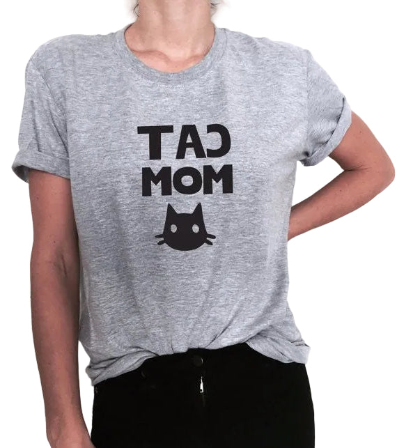 Women’s Cat Mom cotton t-shirt front view graphic design