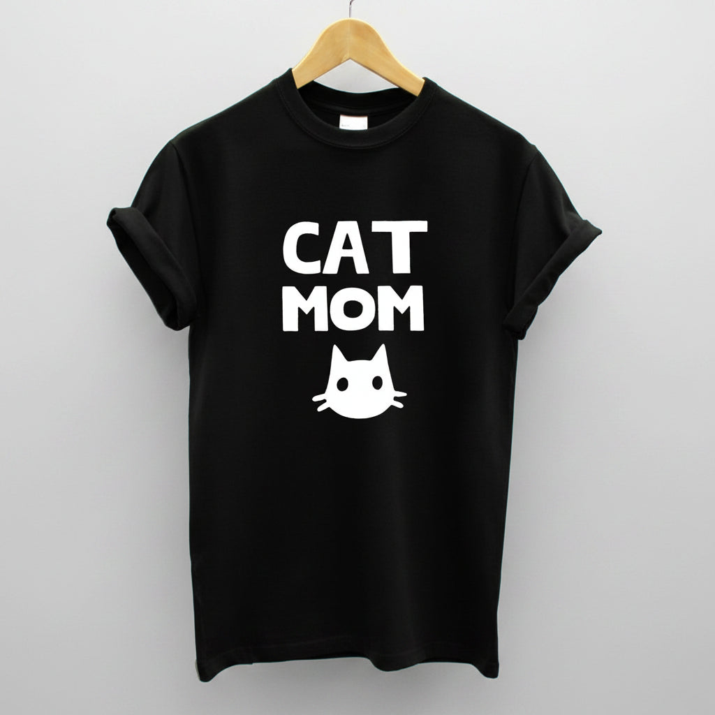 Women’s Cat Mom cotton t-shirt front view graphic design