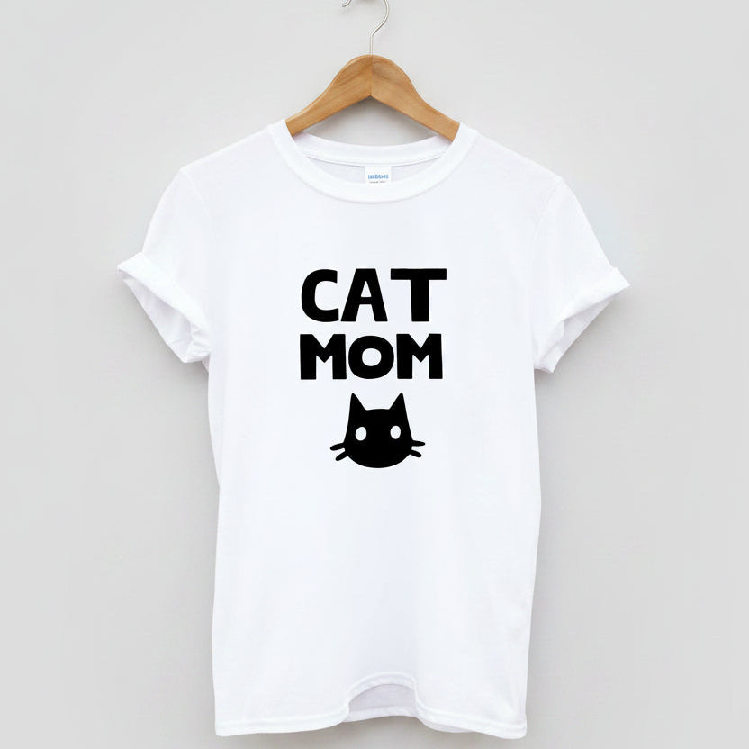 Women’s Cat Mom cotton t-shirt front view graphic design