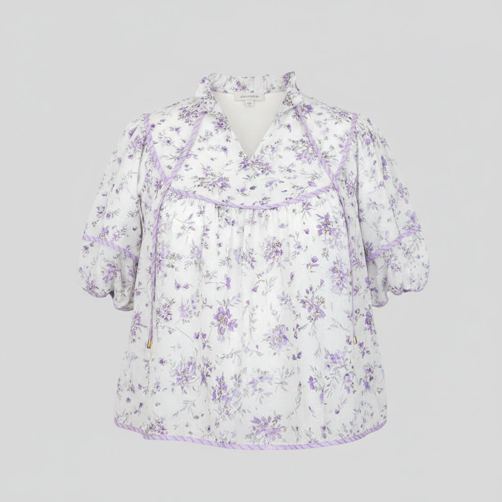 Women’s floral printed chiffon blouse front view