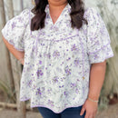 Women’s floral printed chiffon blouse front view