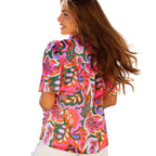 Women's floral printed chiffon blouse front view