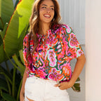 Women's floral printed chiffon blouse front view