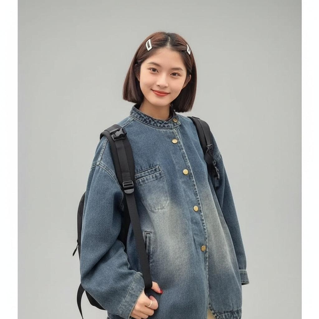 Women's loose fit casual commuter blouse front view