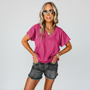 Women’s loose fit solid t-shirt front view casual style