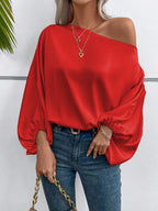 Women's off-shoulder satin blouse with elegant design