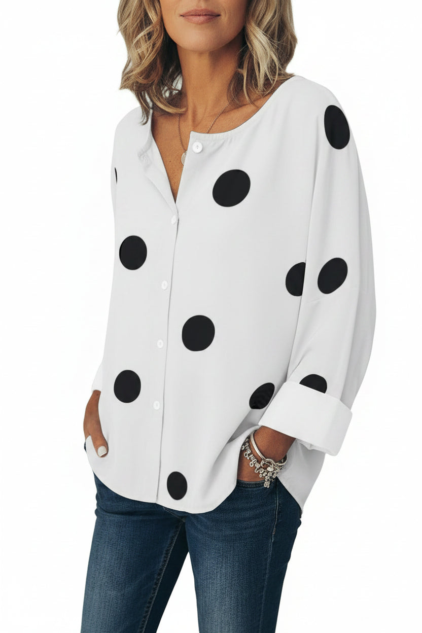Women’s printed blouse front view casual fashion top