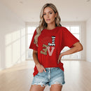 Women’s printed cotton t-shirt front view urban casual style