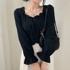 Women’s retro slim fit blouse front view long sleeve