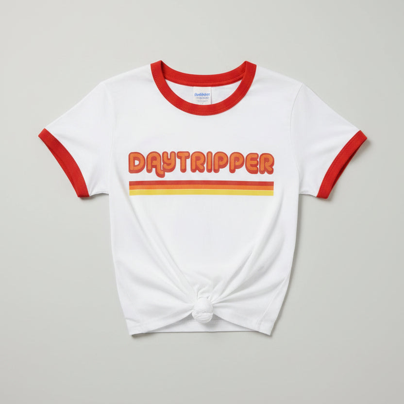 Women’s ringer graphic t-shirt front view casual style