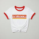 Women’s ringer graphic t-shirt front view casual style