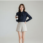 Women's spring summer bow-tie blouse front view