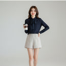 Women's spring summer bow-tie blouse front view