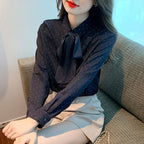 Women's spring summer bow-tie blouse front view