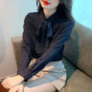 Women's spring summer bow-tie blouse front view