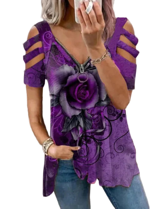 Stylish short sleeve V-neck t-shirt for women